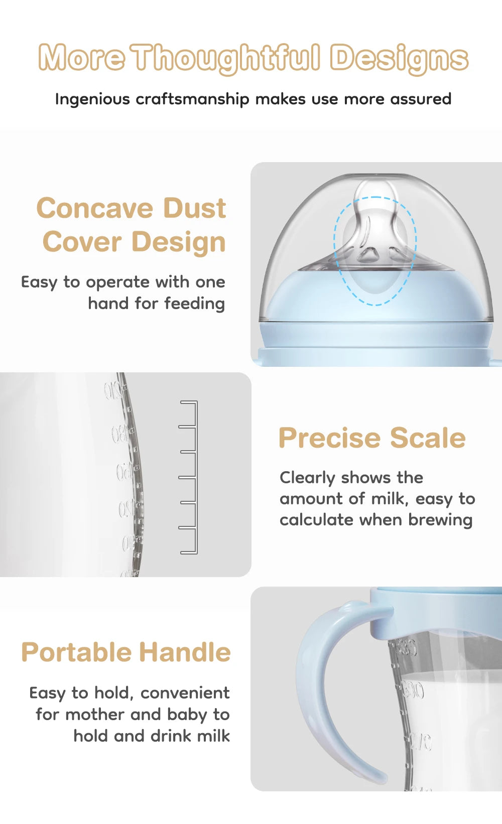 MAMIJOY New 150ML Baby Bottle With Handle Anti-bloating＆Anti-drop Clear Scale Milk Bottle Feeding Baby Bottles BPA-FREE PP15 Mulambo store