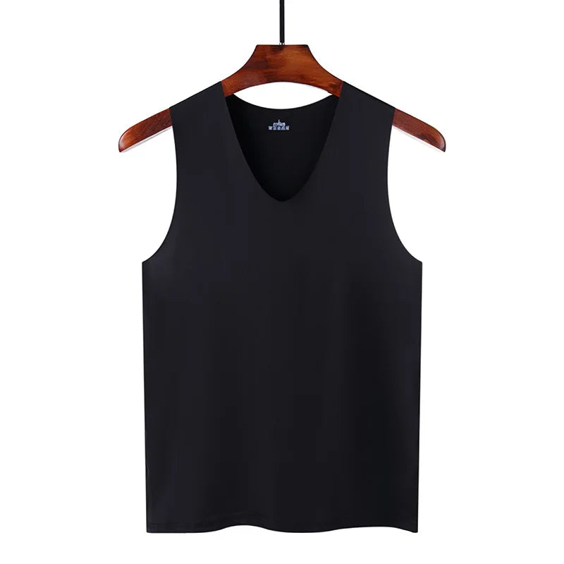 Silk Tank Tops Seamless Mens Vest Sleeveless Sport Bodysuit Vest For Men Clothing Plain Casual Summer Tank Undershirts Cool Gym Shop2947224 Store