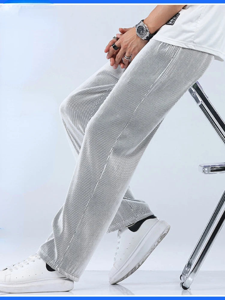 Men's Ice Silk Summer Pants - Cooling Wide Leg Lightweight Trousers