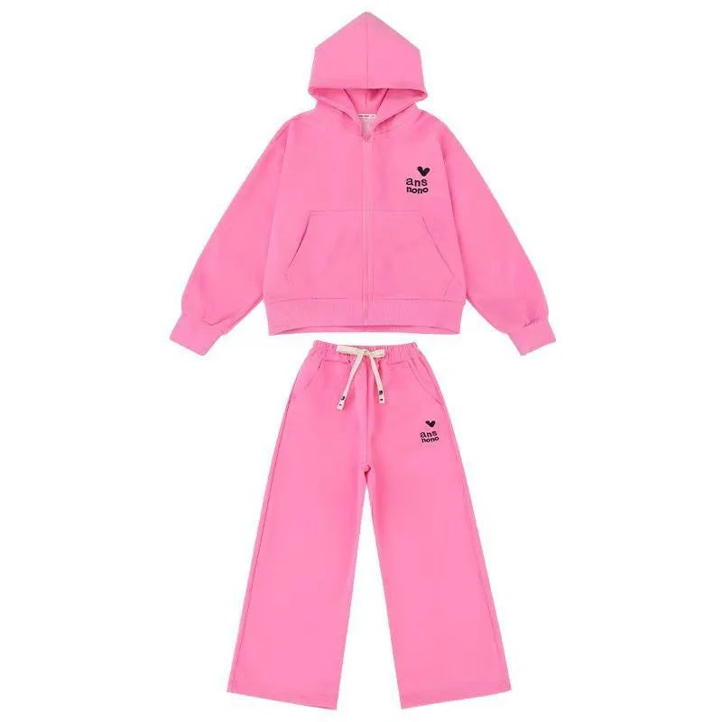 Autumn Children Girs Clothes Set Teenage Pullover Letter Zipper Top&Pants Bottom 2pcs Kid Sweatshirts Fashion Tracksuits Outfits Mulambo store