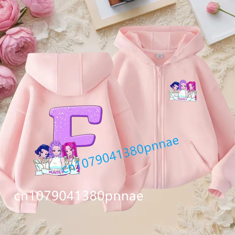 Hots Kid Girl Boy Sweatshirt Zipper Hoody Baby Casual Tops Funny Zip Up Sweatshirts Kpop Demon Hunters Hoodie Children Clothes Mulambo store