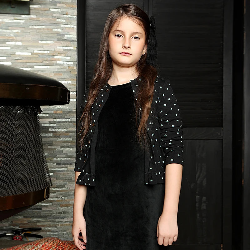 AA-Autumn winter velour and ribbed robe boy and girls family matching clothes baby romper girl nightgown floral print ribbed Mulambo store