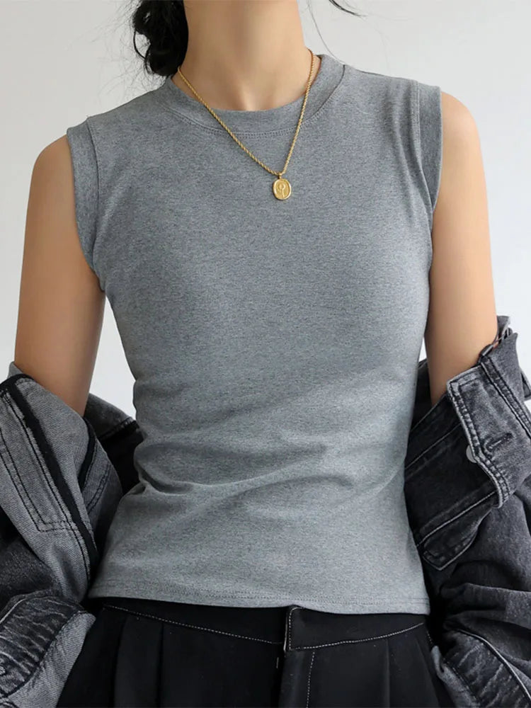 Women's Cotton Camisole Tank Top - Round Neck Sleeveless Layering Basic