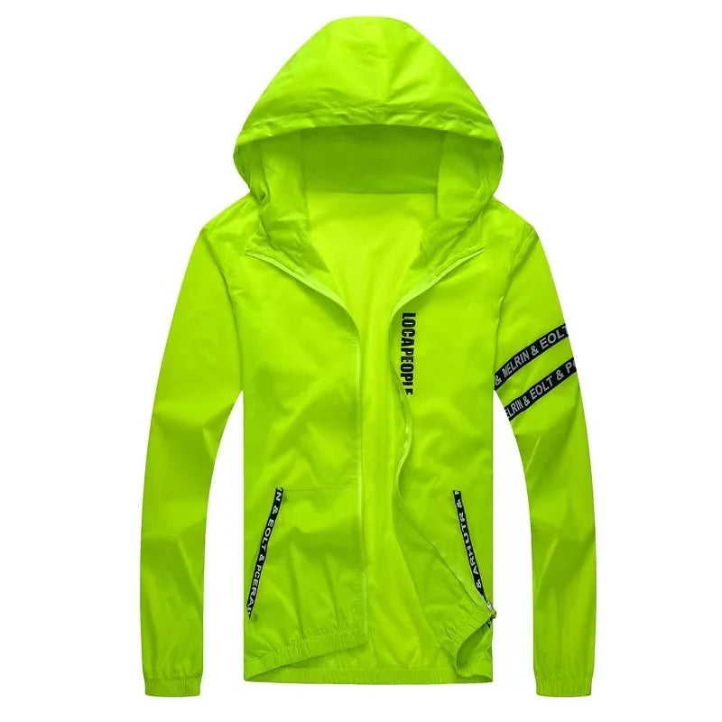 Men's UV Protection Hooded Windbreaker - SPF Summer Jacket Big Sizes to 9XL