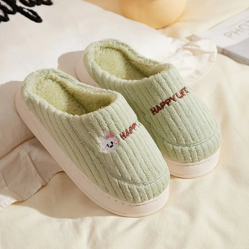 Cotton slippers for women in autumn and winter, new home style, quiet, non slip, thick bottom, warm and plush cotton slippers Mulambo store