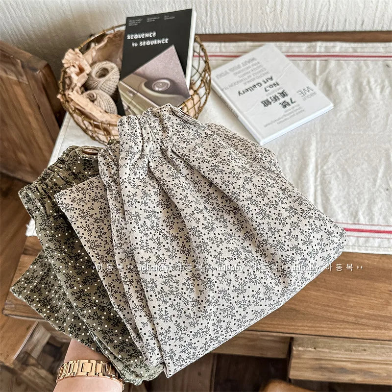 2025 Autumn New Arrivals Children's Japanese Style Pants Floral Casual Pants Girls' and Boys' Pants Kids Clothing Mulambo store