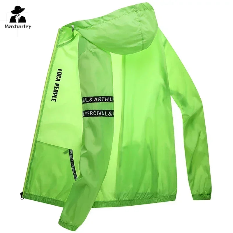 Summer Sun Protection Clothing Men's Casual Waterproof Quick-drying Bicycle Hooded Jacket Plus Size Hiking Thin Skin windbreaker Maxbarley To Tao Official Store