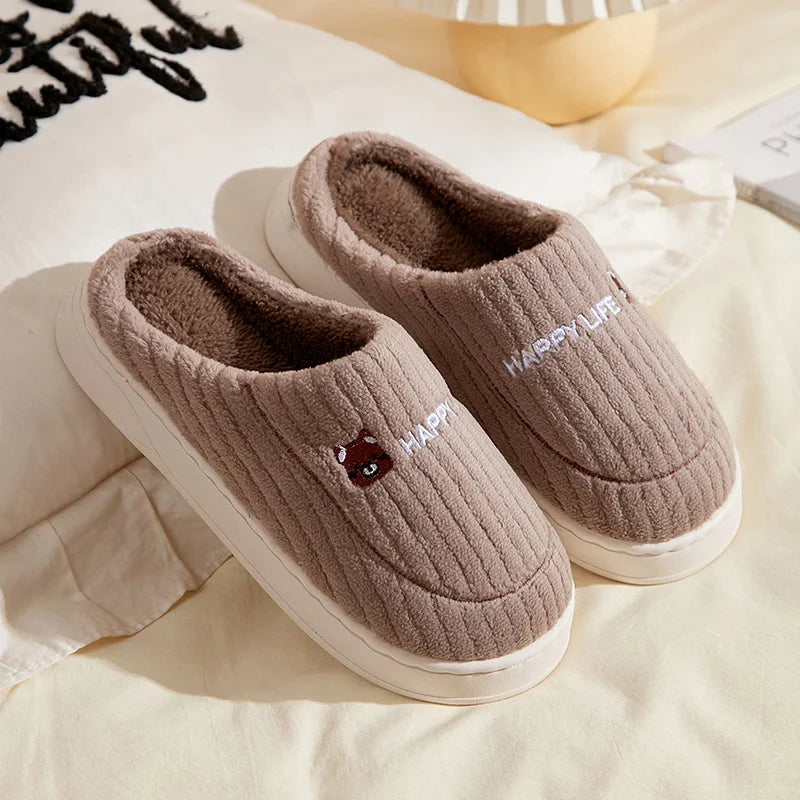 Cotton slippers for women in autumn and winter, new home style, quiet, non slip, thick bottom, warm and plush cotton slippers Mulambo store