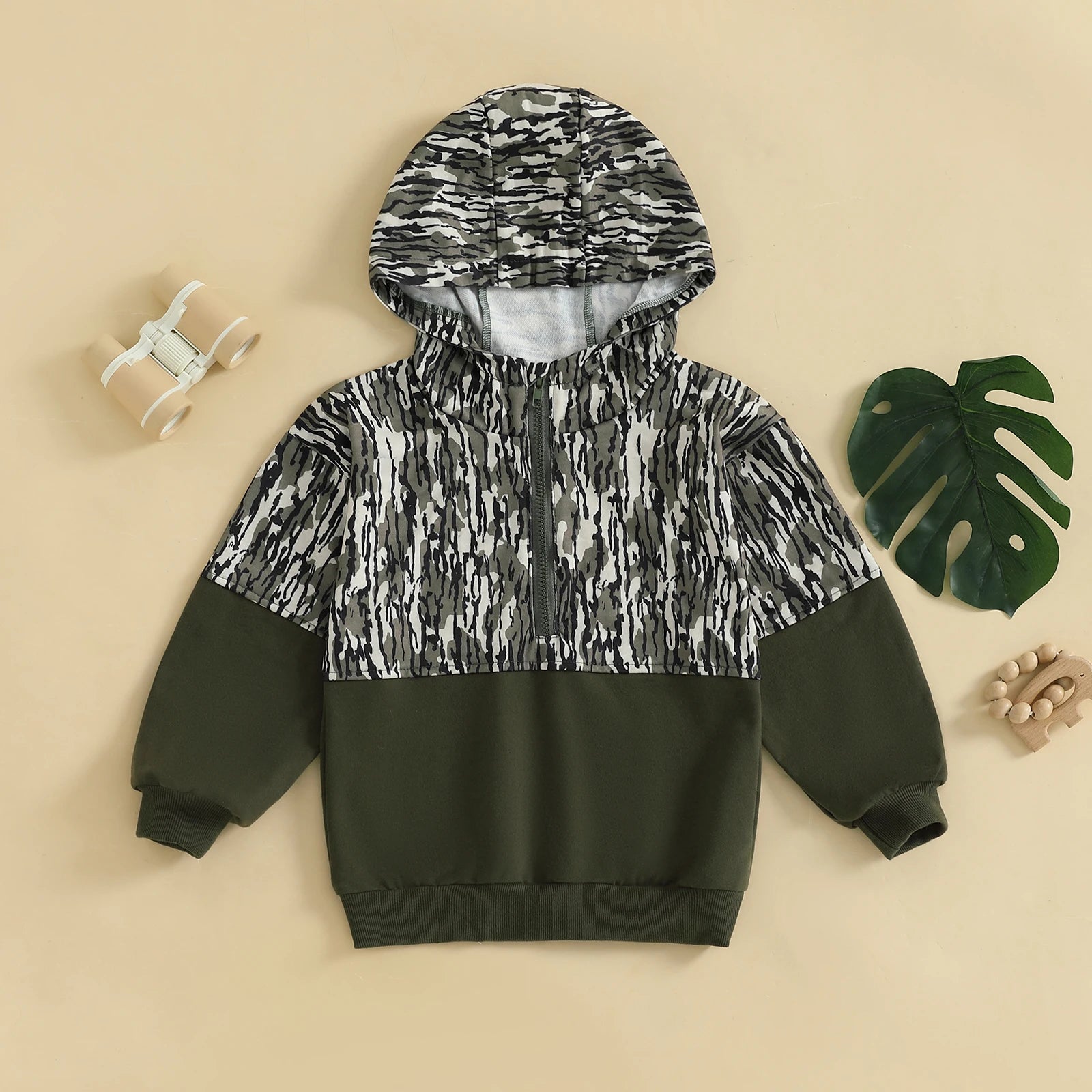 Kid Boy Hoodies Camouflage Half Zip-up Long Sleeve Hooded Sweatshirt Casual Toddler Pullover Mulambo store