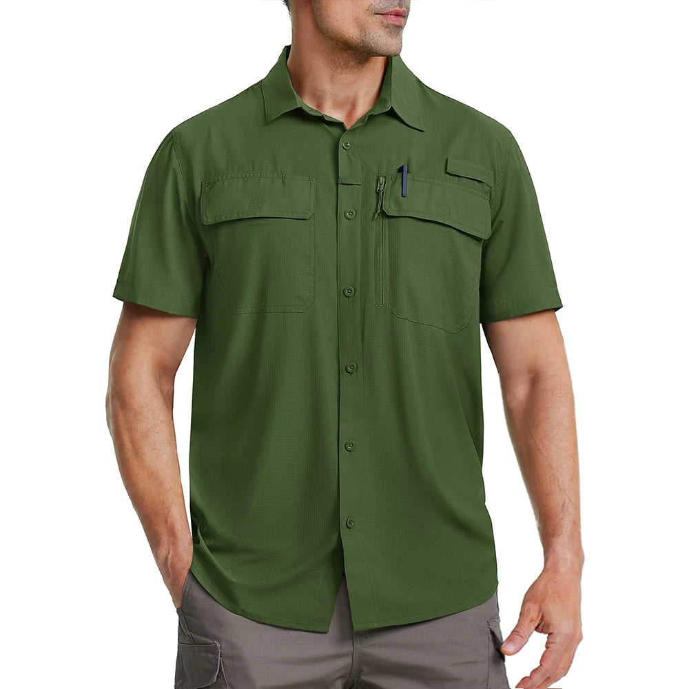 Men's UPF 50+ Fishing Shirt Quick Dry - Multi-Pocket Outdoor Hiking