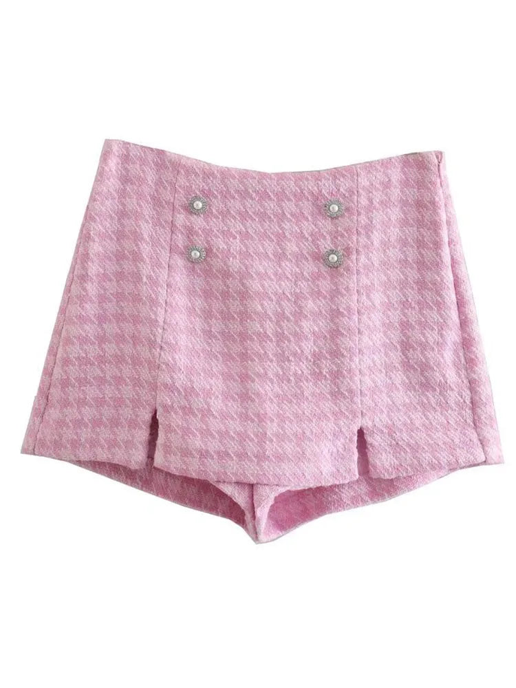 Women's Tweed Blazer & Shorts Suit Set - 2-Piece Professional Office Outfit