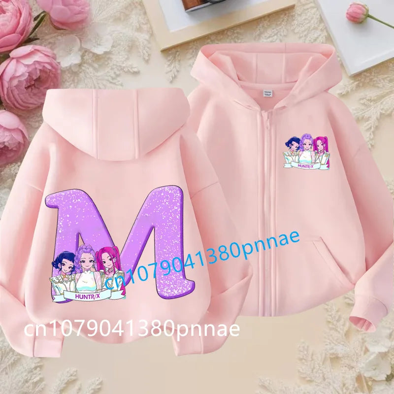 Hots Kid Girl Boy Sweatshirt Zipper Hoody Baby Casual Tops Funny Zip Up Sweatshirts Kpop Demon Hunters Hoodie Children Clothes Mulambo store