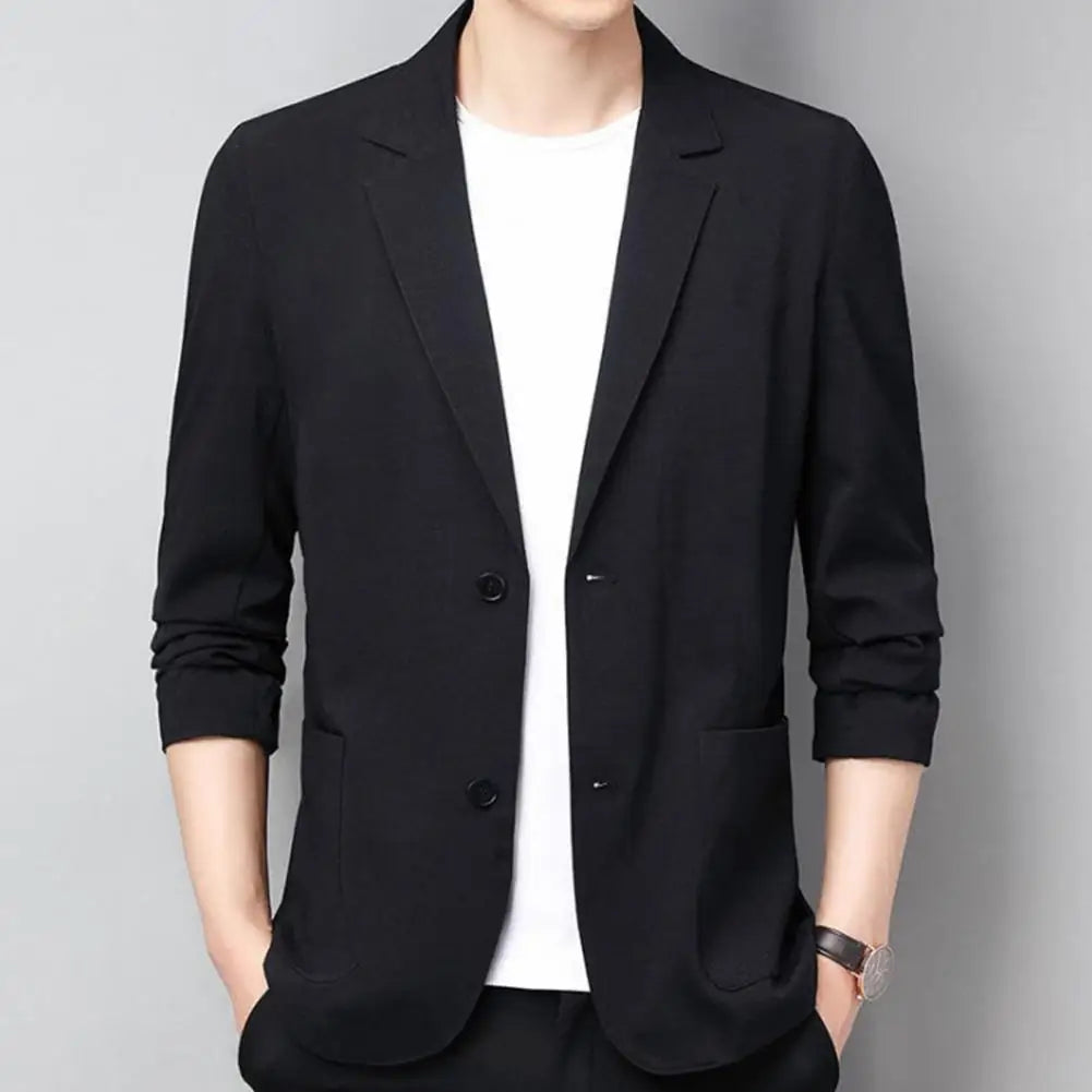 Men's Linen Suit Jacket - Slim Fit Business Blazer Summer Wedding Coat