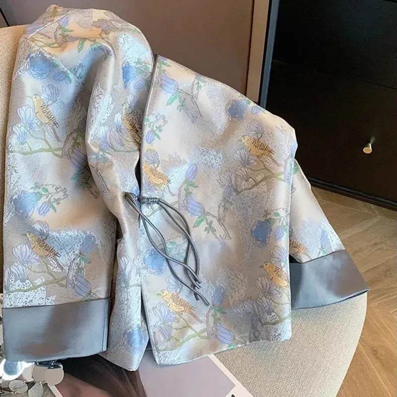 Chinese Style Jackets for Women Vintage Spring Autumn Elegant Chaquetas Fashion Jacquard tangsuits Clothing Luxury V-neck coat - Mulambo store