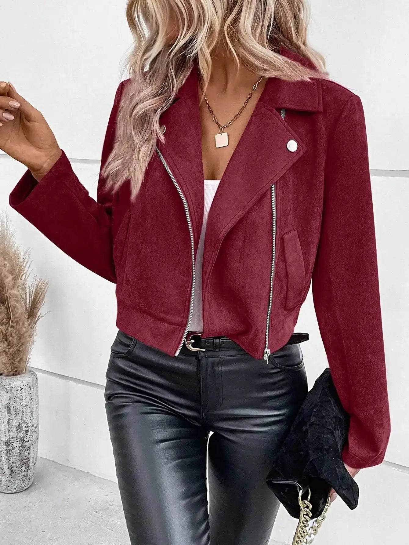 Women Jackets Fashion Autumn Winter Long Sleeve Solid Turn Down Collar Jacket Coat Women Outerwears Chaquetas De Mujer 2025 Q603 - Mulambo store