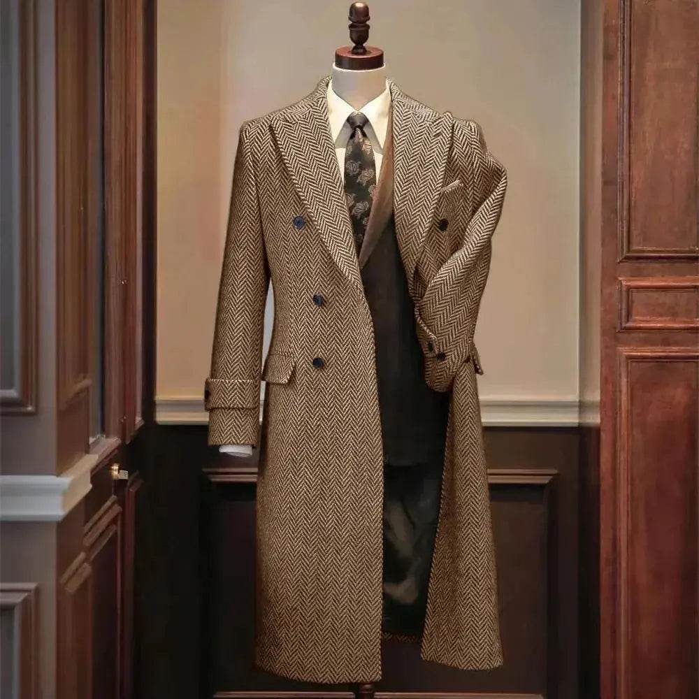 Men Jackets Notched Herringbone Lapel Blazer High Quality Suit Long Coat Windbreaker Camping Men's clothing chaquetas hombre - Mulambo store