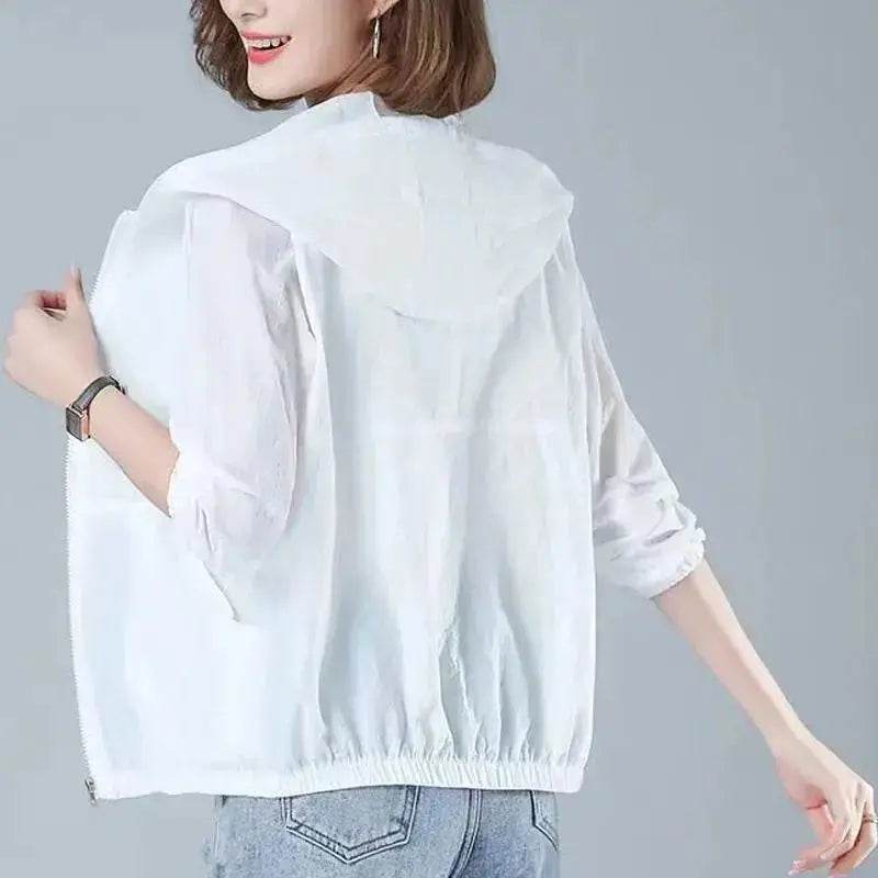Short Coat Overcoat Female 2025 Summer Women's Jackets Loose Casual Middle Age Mother Wear Long Sleeve Sun-Protective Clothing - Mulambo store