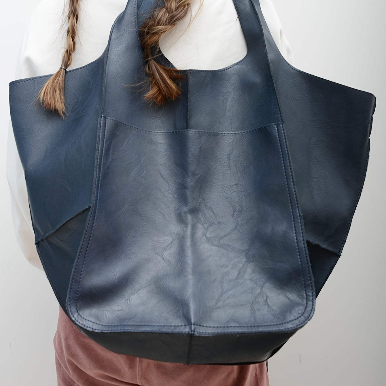 Retro Handmade Large Beach Tote Bag, High Capacity Zipper Shoulder Sling Bag with Fixed Straps, Solid Color Multifunctional Synthetic Handbag for, Beach Accessory | Retro Style Bag | Sturdy, Beach Bag Mulambo store