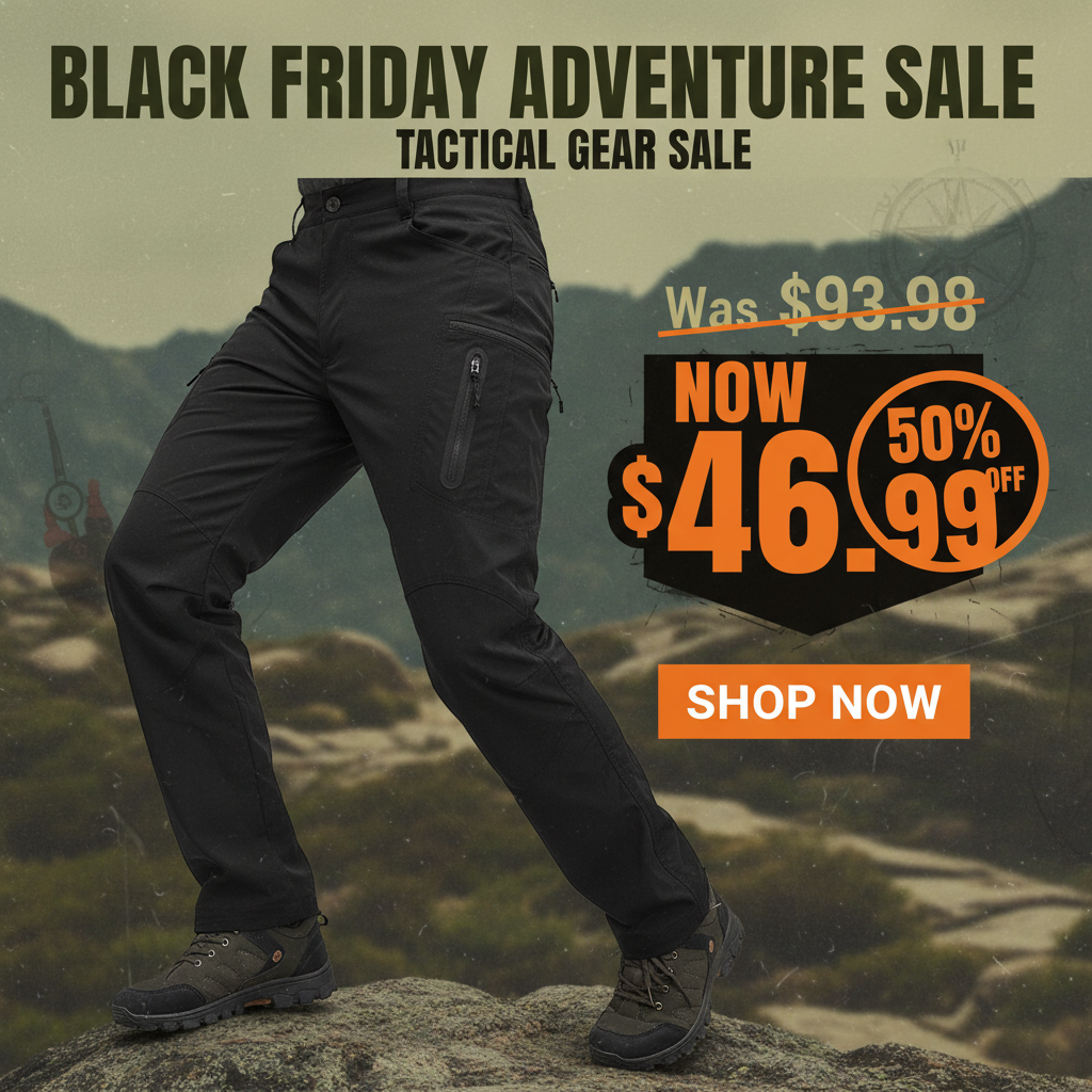 Banner Promocional Black Friday - Pantalones Cargo 8 Bolsillos