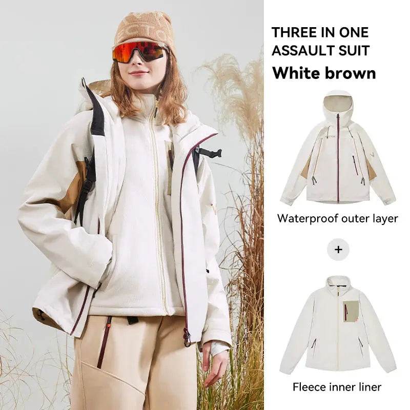 VECTOR Men Woman 3-in-1 Outdoor Jackets Hiking Jacket Waterproof Windproof Outdoor Camping Coat 100% Nylon Chaquetas Hombre - Mulambo store