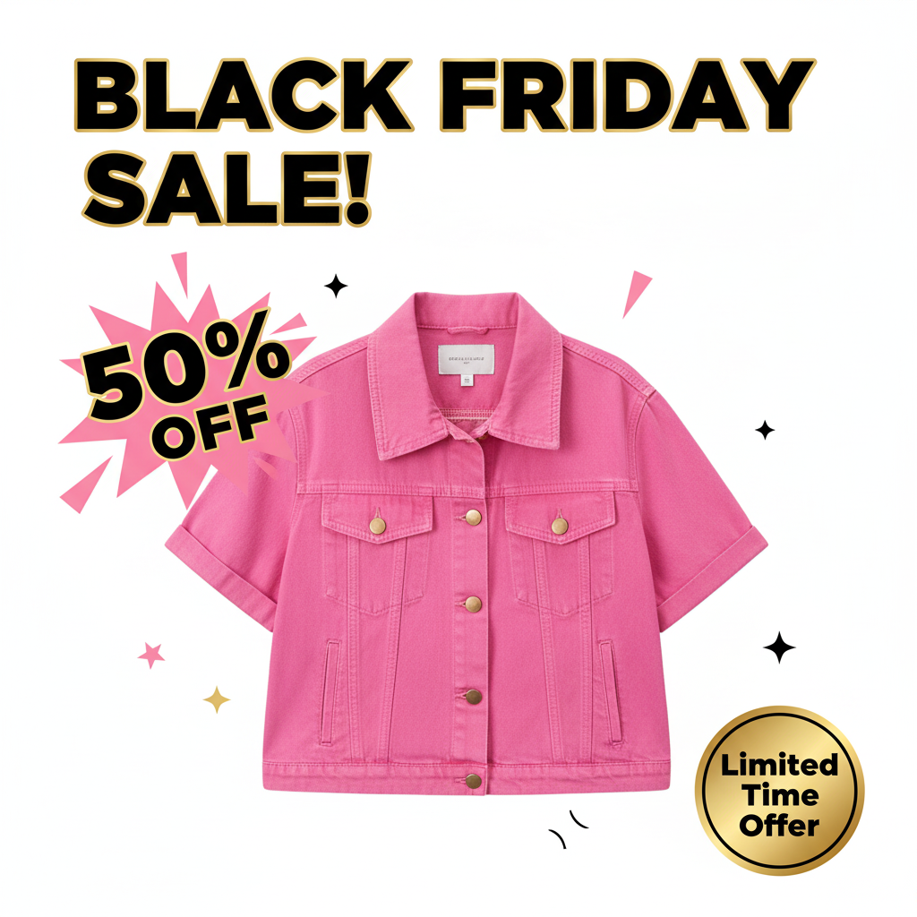Black Friday Promotional Image for Pink Denim Jacket