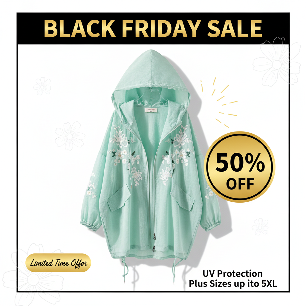 Black Friday Promotional Image for Sun Protection Hooded Jacket
