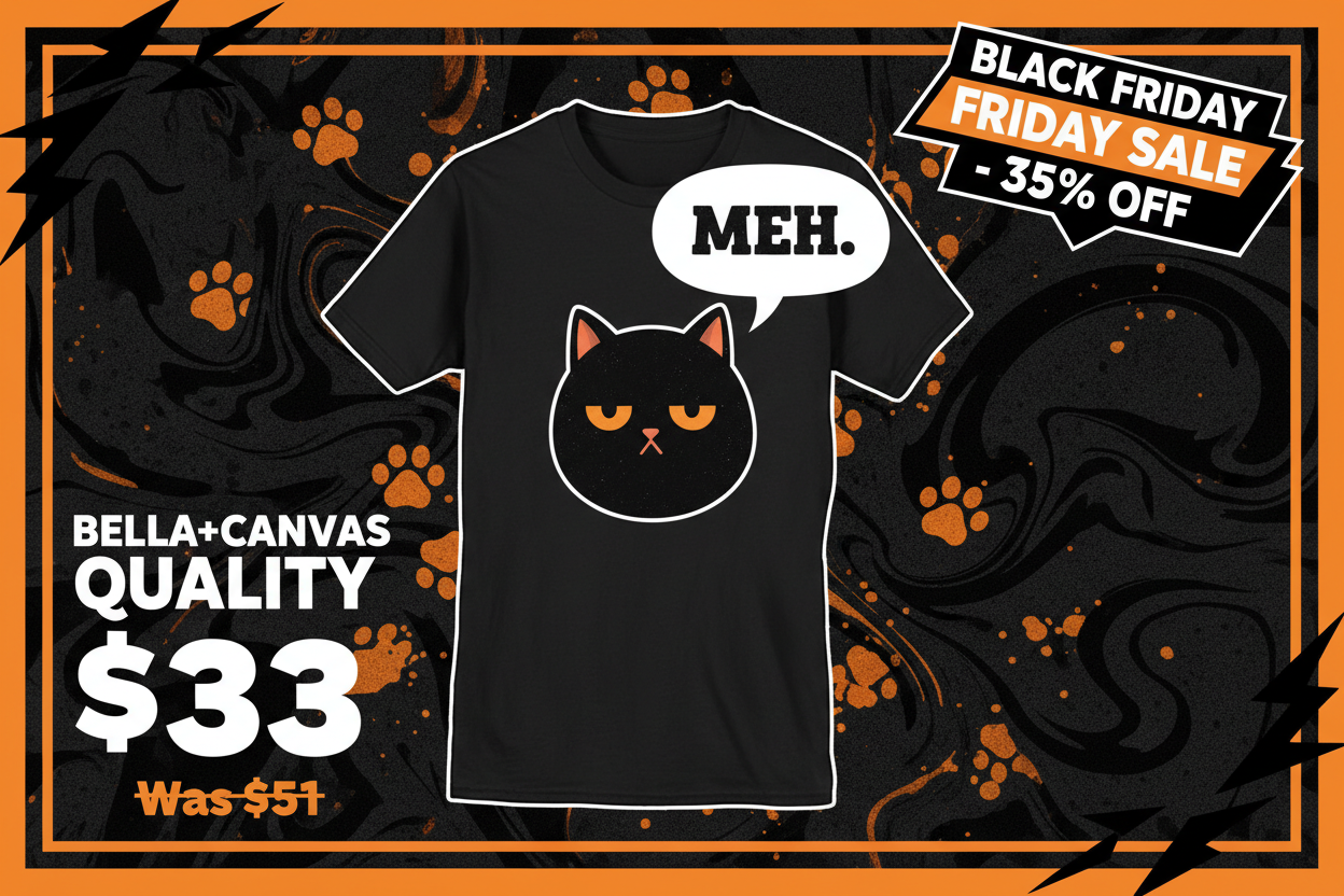 BLACK FRIDAY SALE - 35% OFF Funny Black Cat Tee - $33
