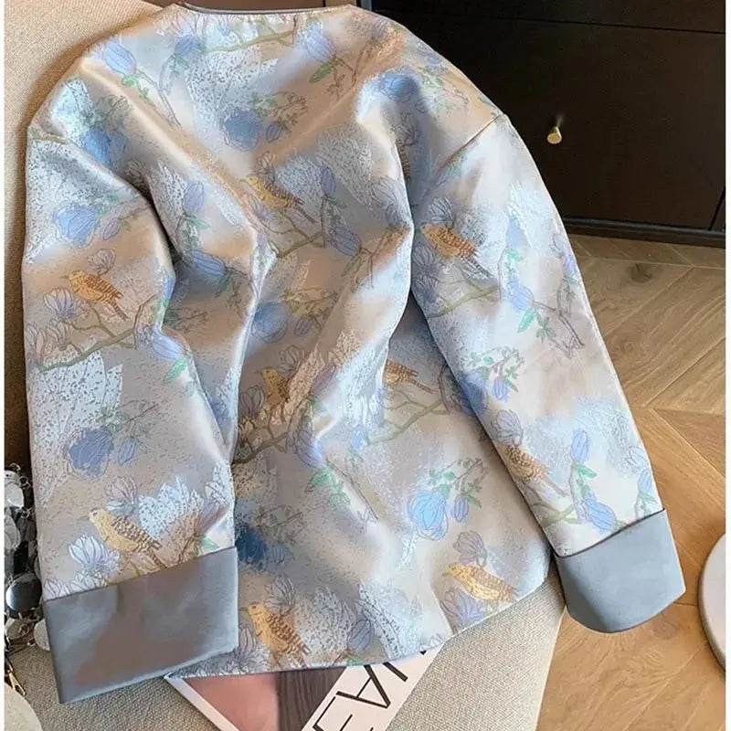 Chinese Style Jackets for Women Vintage Spring Autumn Elegant Chaquetas Fashion Jacquard tangsuits Clothing Luxury V-neck coat - Mulambo store