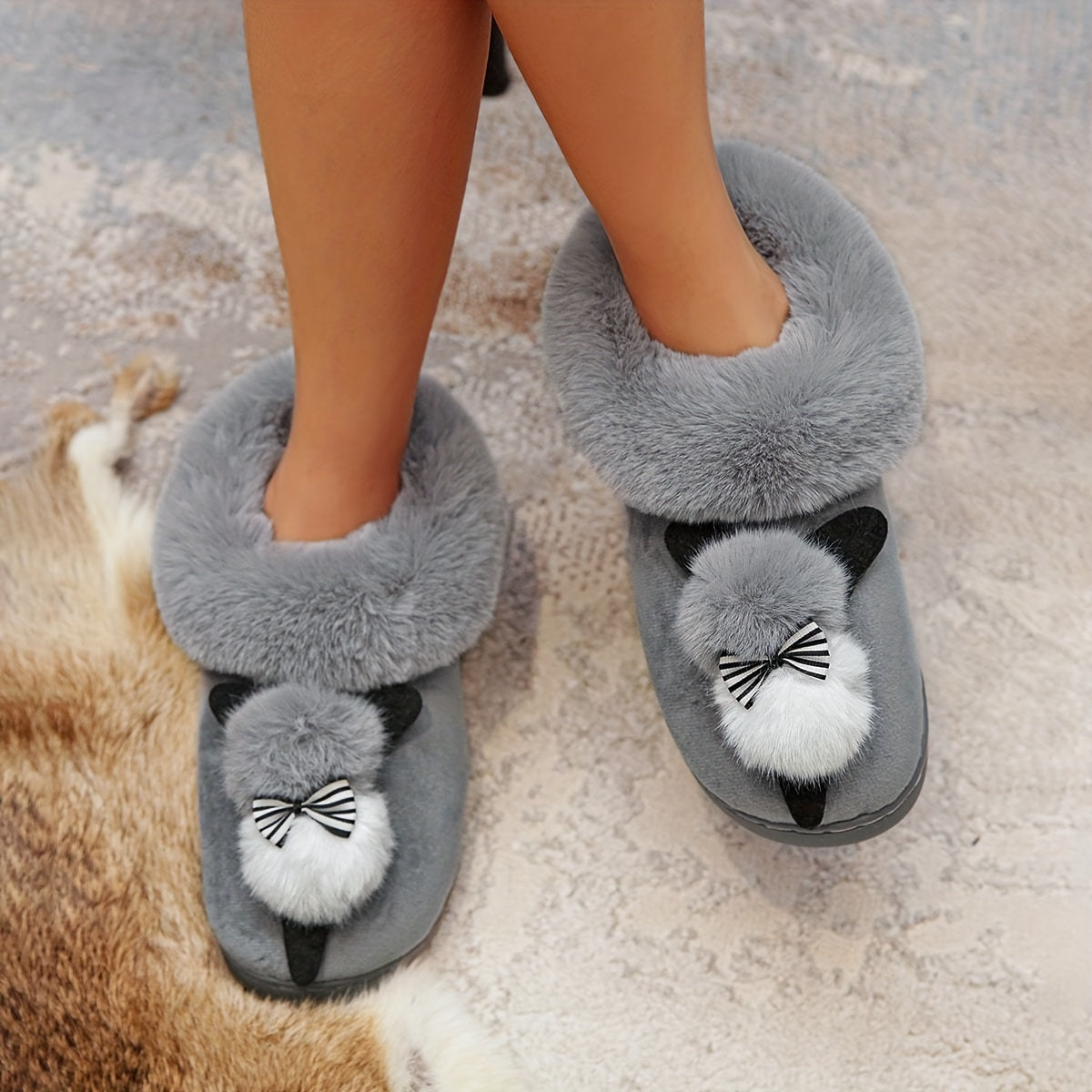 Ladies Home Shoes, Indoor Slippers, Cute Rabbit Plush Slippers Mulambo store