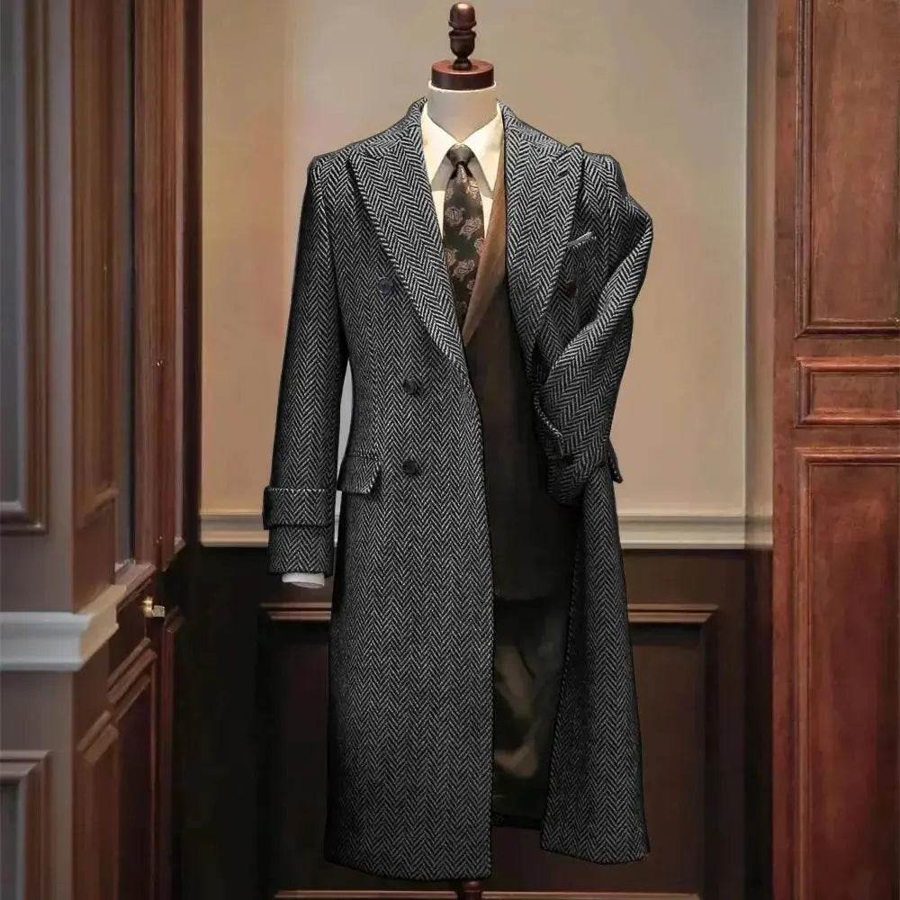 Men Jackets Notched Herringbone Lapel Blazer High Quality Suit Long Coat Windbreaker Camping Men's clothing chaquetas hombre - Mulambo store