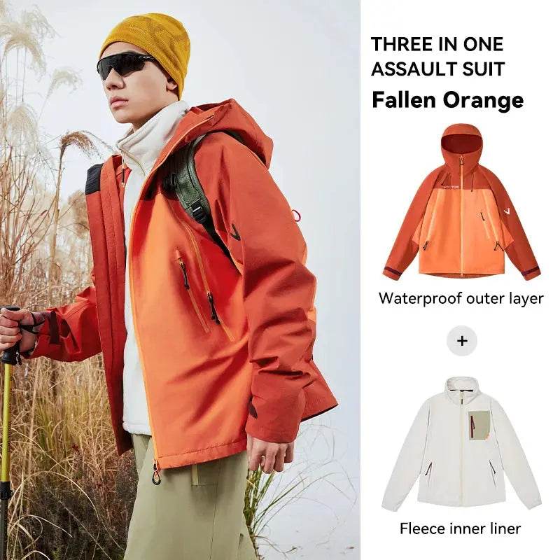 VECTOR Men Woman 3-in-1 Outdoor Jackets Hiking Jacket Waterproof Windproof Outdoor Camping Coat 100% Nylon Chaquetas Hombre - Mulambo store