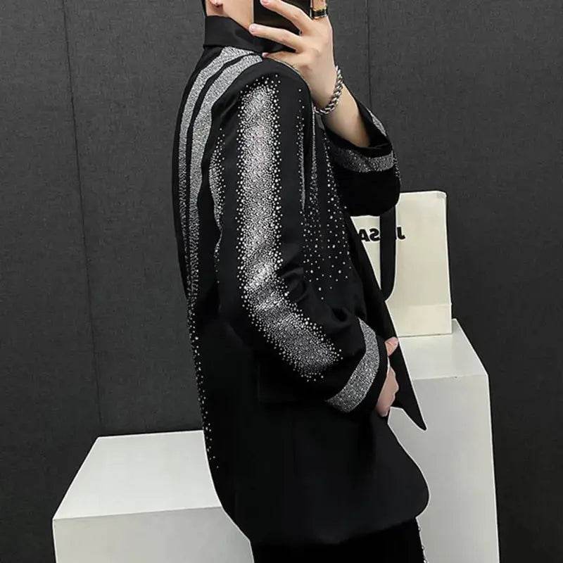 High Quality Diamond Blazer Luxury Mens Fashion Heavy Industry Hot Diamond Punk Slim Suit Jacket Men Chaquetas Hombre De Vestir - Mulambo store