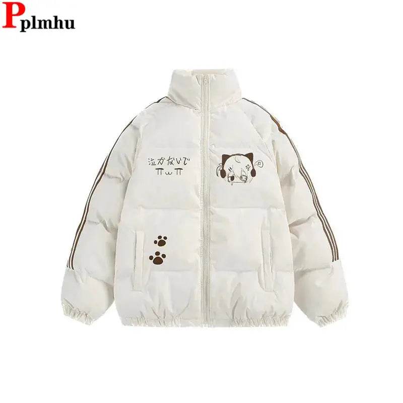 Korea Print Design Warm Cooton Coats Tops Winter New Fashion Loose Chaqueta Side Sriped Parkas Snow Wear Casual Women Casaco - Mulambo store