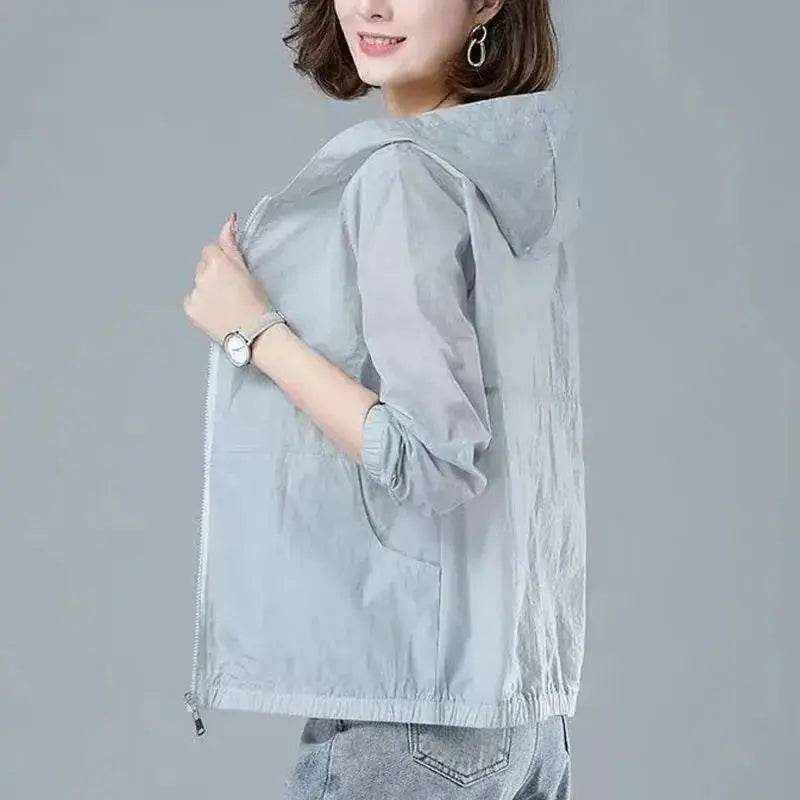 Short Coat Overcoat Female 2025 Summer Women's Jackets Loose Casual Middle Age Mother Wear Long Sleeve Sun-Protective Clothing - Mulambo store