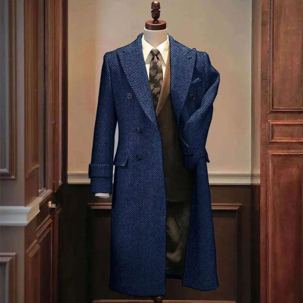 Men Jackets Notched Herringbone Lapel Blazer High Quality Suit Long Coat Windbreaker Camping Men's clothing chaquetas hombre - Mulambo store