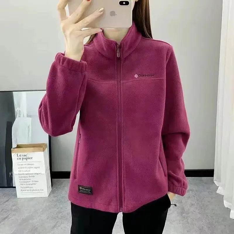 plus Size Women's Fleece Coat Warm Casual Outdoor Sportswear for Spring Winter Hiking Jogging Yoga Lady Cardigan Jacket Chaqueta - Mulambo store