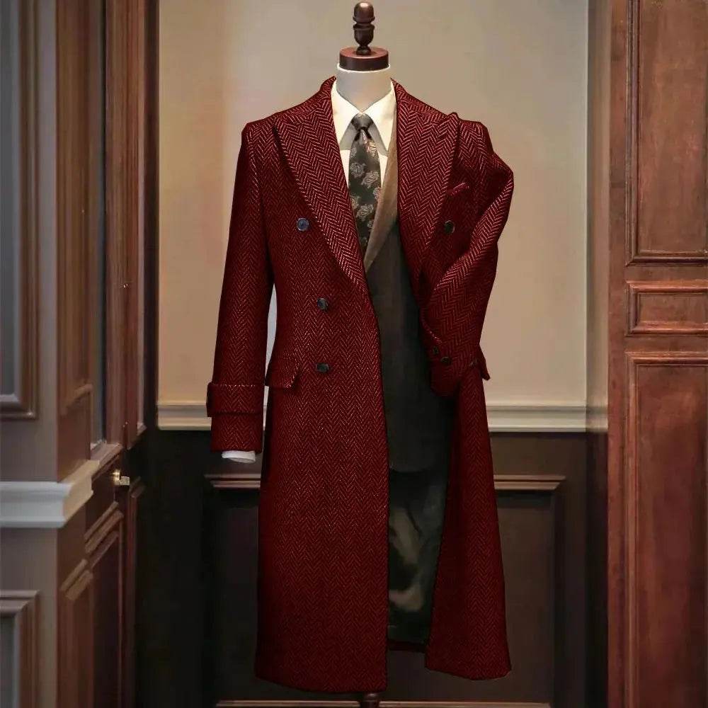 Men Jackets Notched Herringbone Lapel Blazer High Quality Suit Long Coat Windbreaker Camping Men's clothing chaquetas hombre - Mulambo store