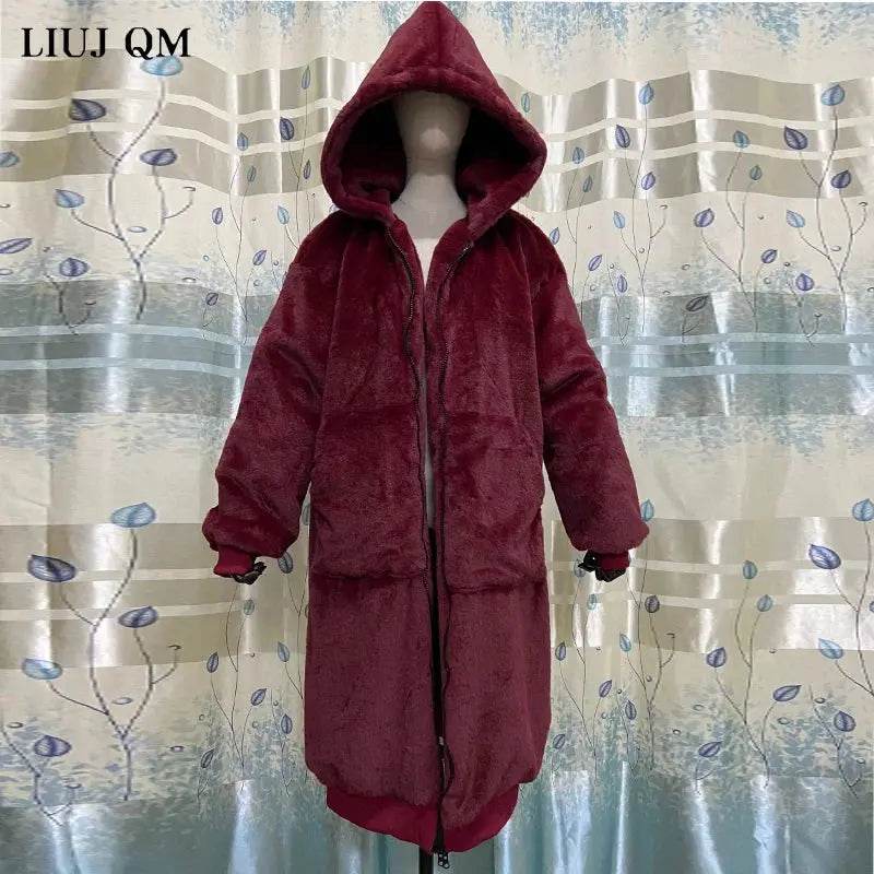 Oversized Winter Faux Fur Coat Women Parka Long Warm Faux Fur Jacket Coats Hoodies Loose Winter Coat Outwear Casaco Feminino - Mulambo store