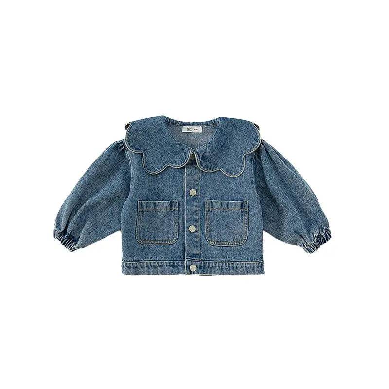 2024 Childrens Clothing Girl Chaqueta Spring and Autumn Korean Children Lace Collar Denim Top Cardigan Outerwear Jackets - Mulambo store