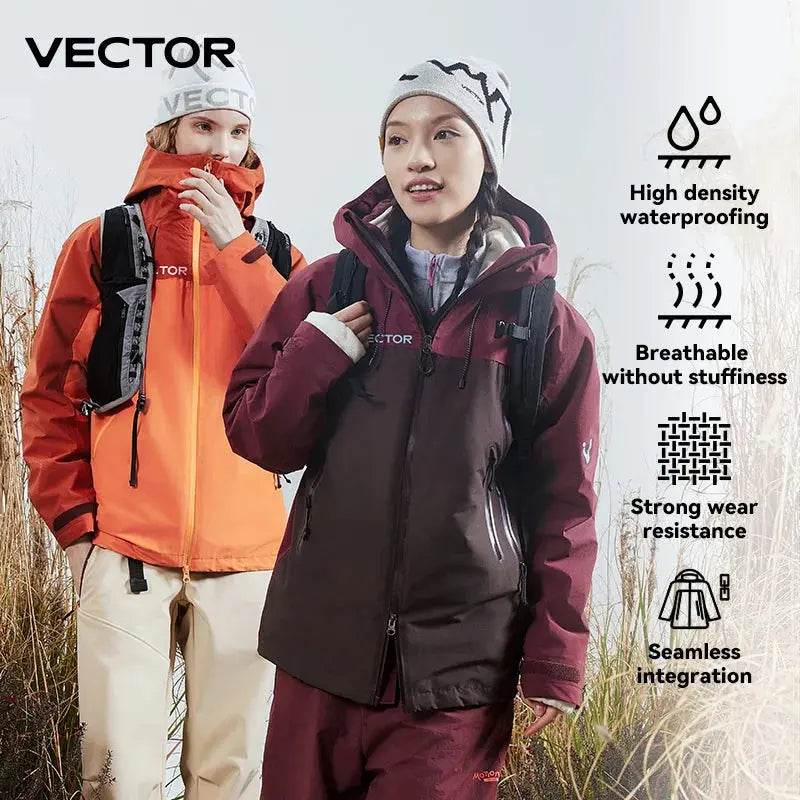 VECTOR Men Woman 3-in-1 Outdoor Jackets Hiking Jacket Waterproof Windproof Outdoor Camping Coat 100% Nylon Chaquetas Hombre - Mulambo store