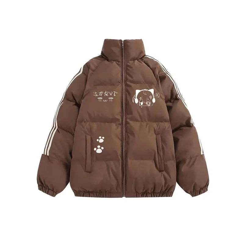 Korea Print Design Warm Cooton Coats Tops Winter New Fashion Loose Chaqueta Side Sriped Parkas Snow Wear Casual Women Casaco - Mulambo store