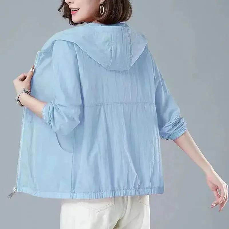 Short Coat Overcoat Female 2025 Summer Women's Jackets Loose Casual Middle Age Mother Wear Long Sleeve Sun-Protective Clothing - Mulambo store