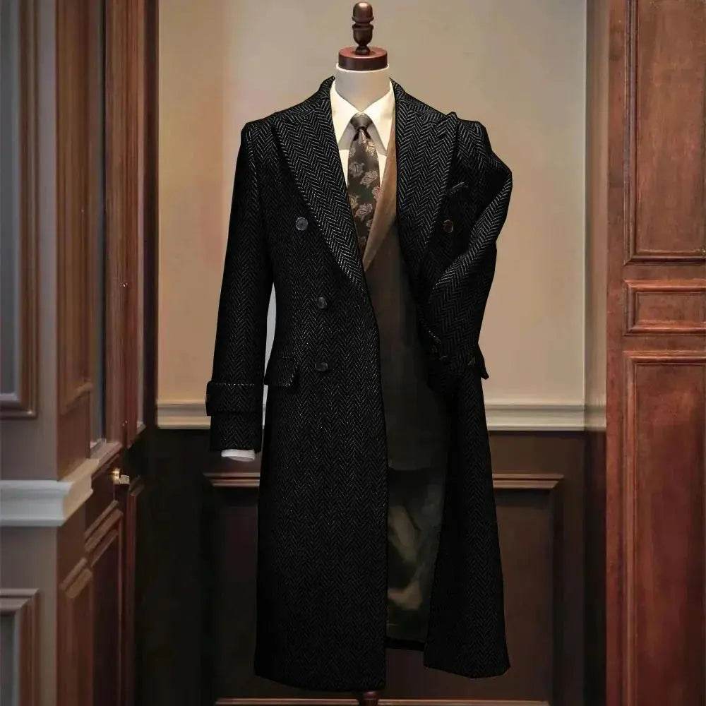 Men Jackets Notched Herringbone Lapel Blazer High Quality Suit Long Coat Windbreaker Camping Men's clothing chaquetas hombre - Mulambo store