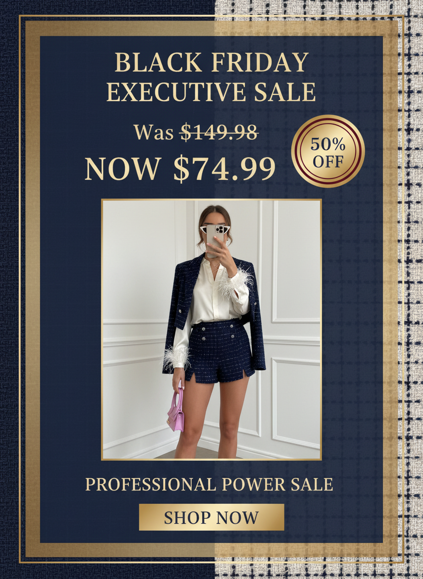 Black Friday 50% OFF - Women's Tweed Blazer & Shorts Professional Suit Set