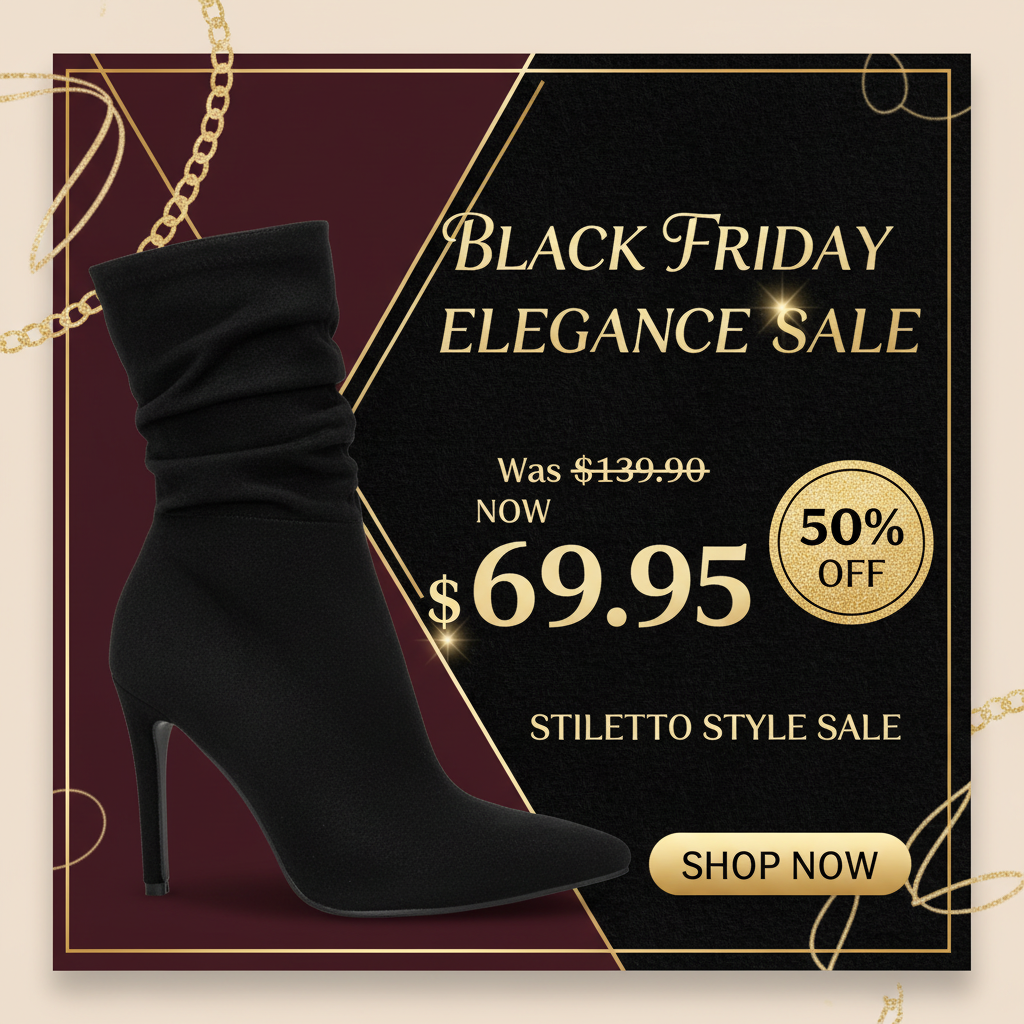 Black Friday 50% OFF - Women's Flannel Mid-Calf Stiletto Boots Elegant