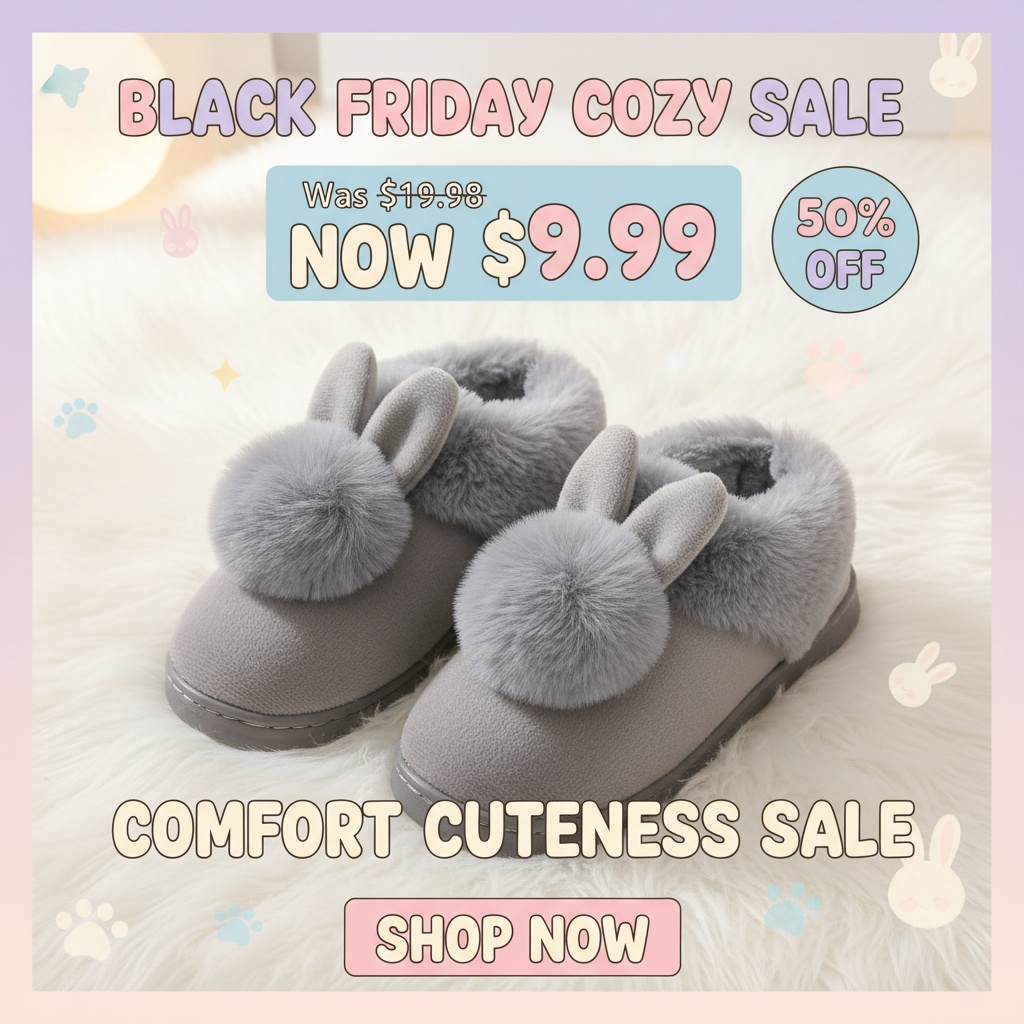 Black Friday 50% OFF - Women's Cute Rabbit Plush Slippers Cozy