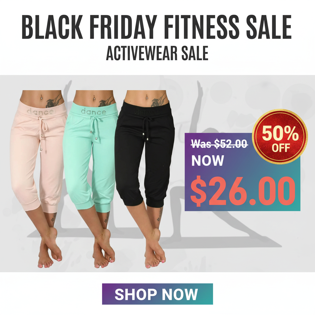 Black Friday 50% OFF - Women's Capri Sports Pants Drawstring Pockets