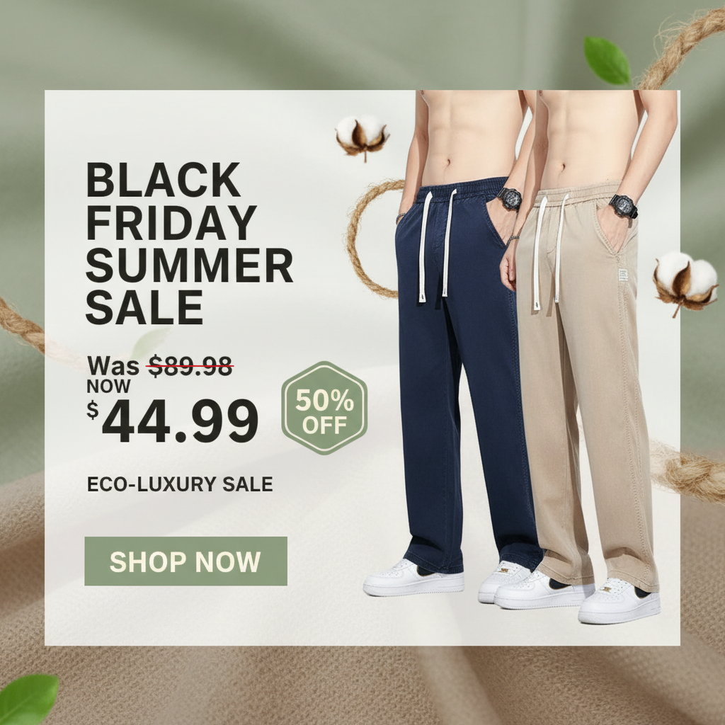 Black Friday 50% OFF - Men's Lyocell Summer Jeans Soft Wide Leg Eco-Friendly