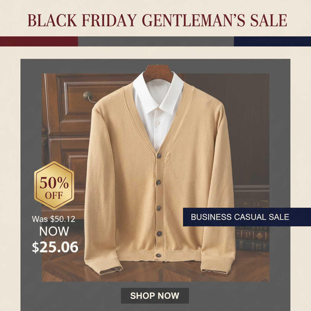 Black Friday 50% OFF - Men's Premium V-Neck Button Cardigan Business Casual