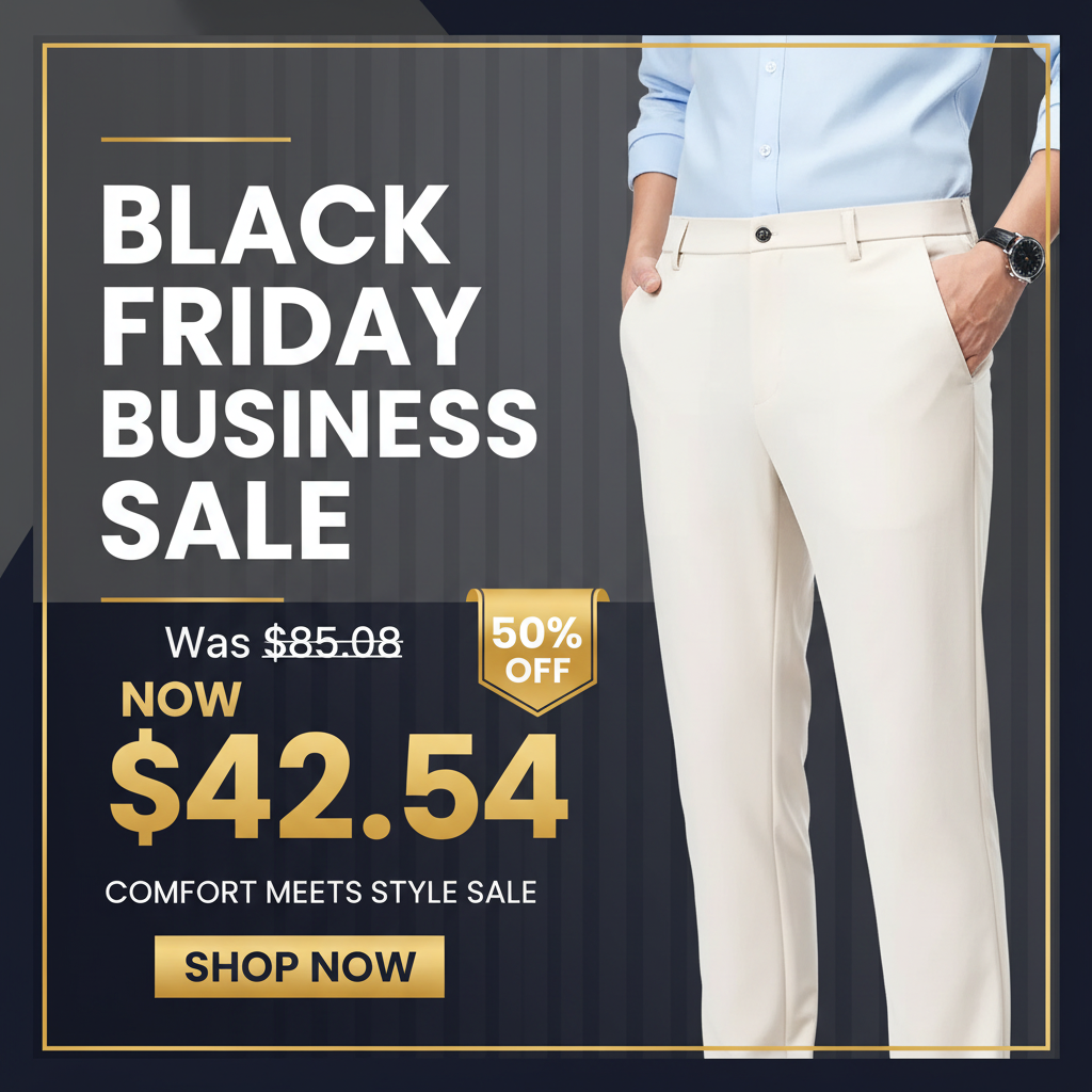 Black Friday 50% OFF - Men's Stretch Business Trousers Elastic Waist